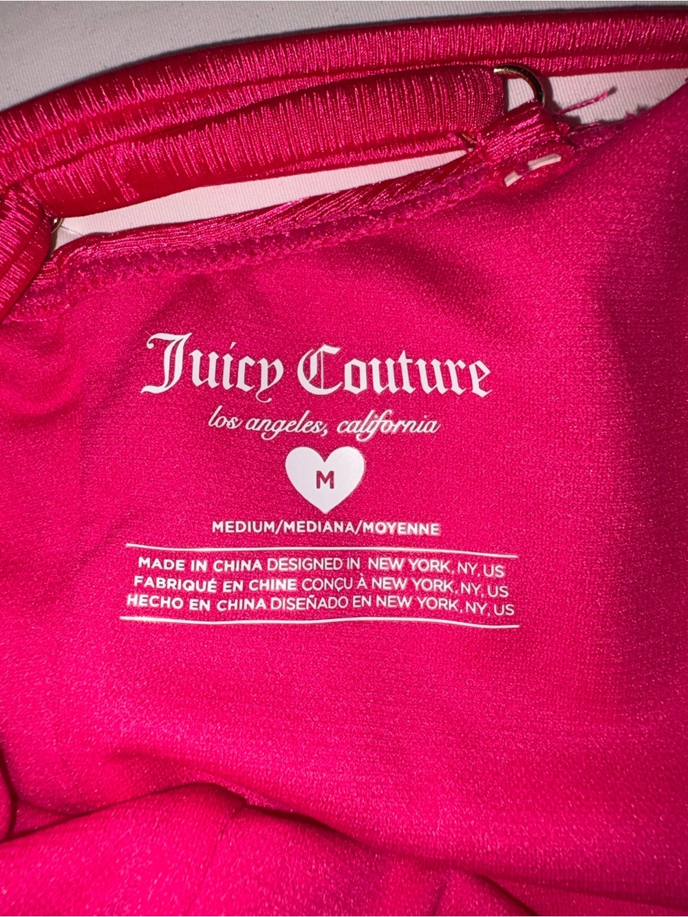Juicy Couture Hot Pink/Fuchsia with JC shiny heart detail Swimsuit, M, NWT - Picture 13 of 16